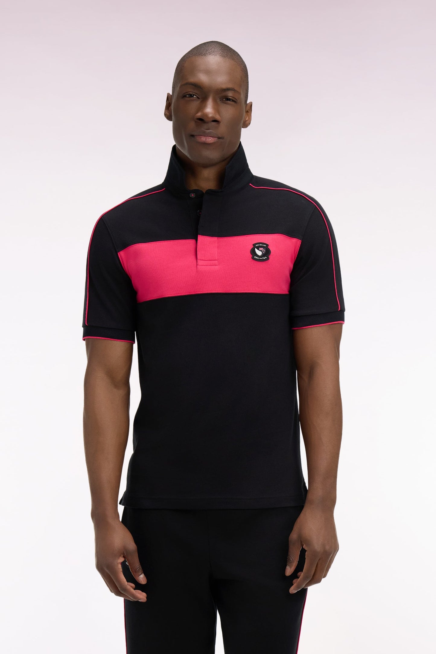 Maillot à manches courtes Nouvelle Zélande en coton noir coupe regular
