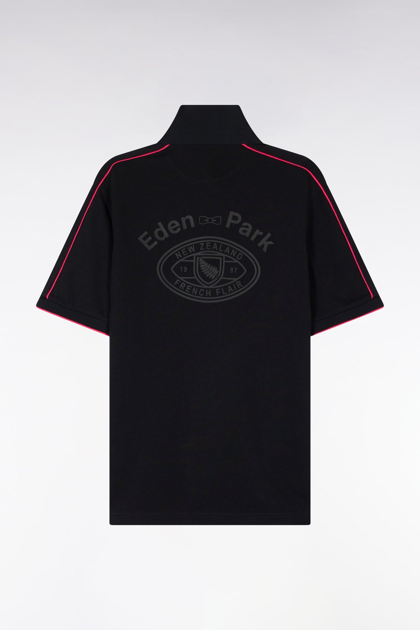 Maillot à manches courtes Nouvelle Zélande en coton noir coupe regular