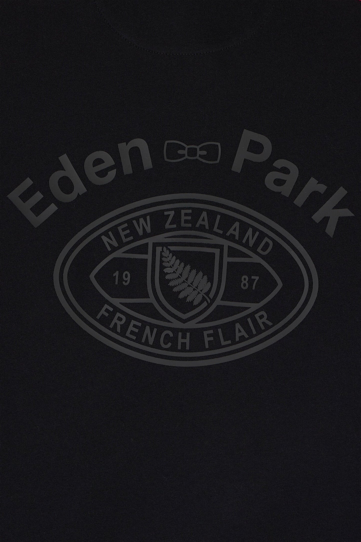 Maillot à manches courtes Nouvelle Zélande en coton noir coupe regular