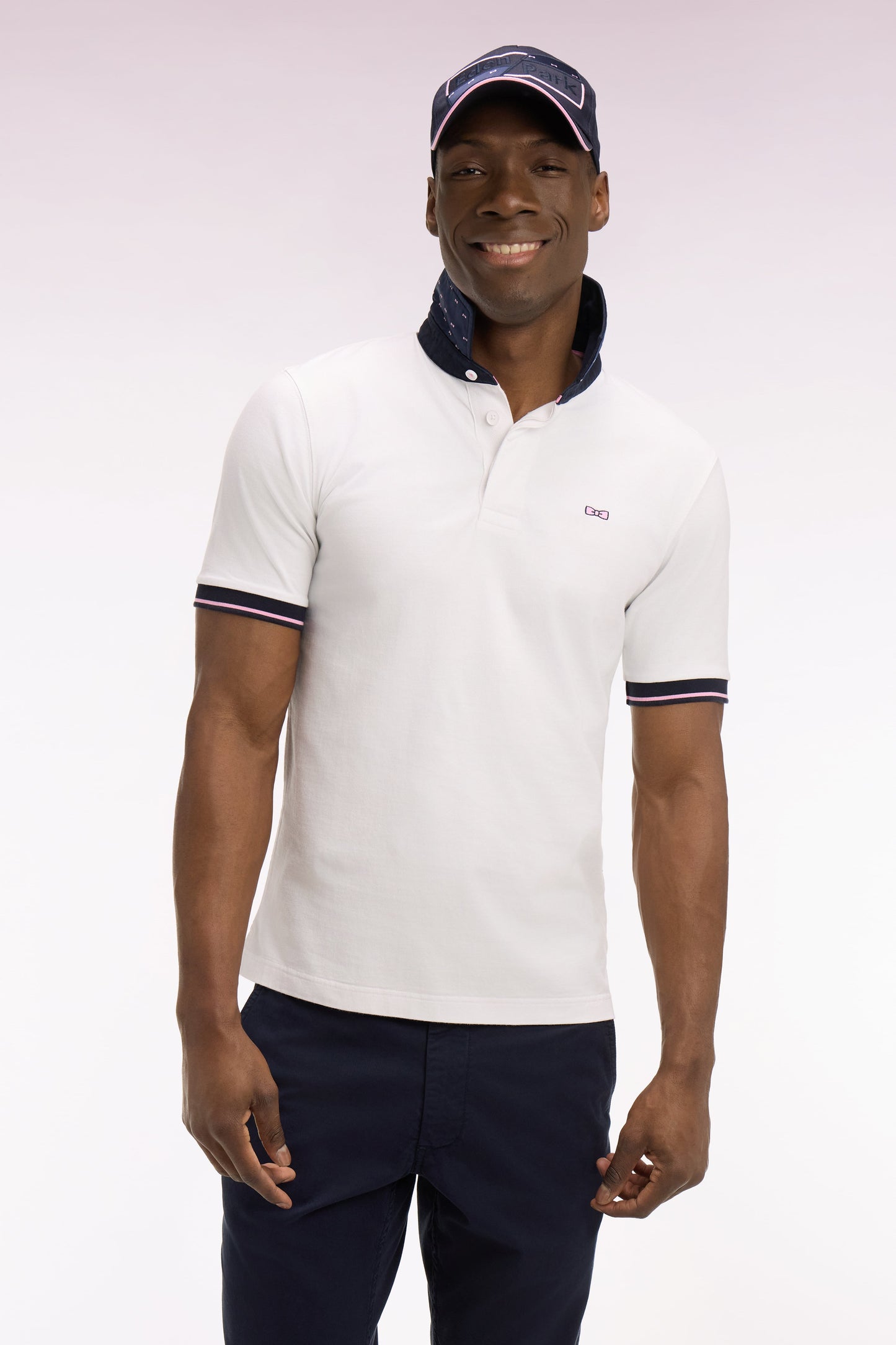Maillot à manches courtes en coton blanc broderie dos coupe regular