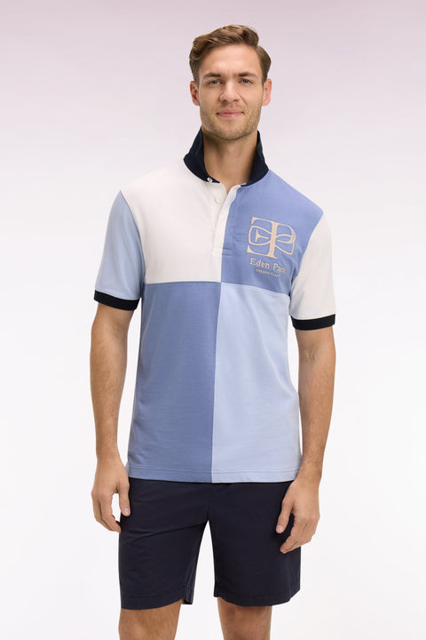 Maillot à manches courtes bleu découpes cadran et broderie coupe regular - Image 3