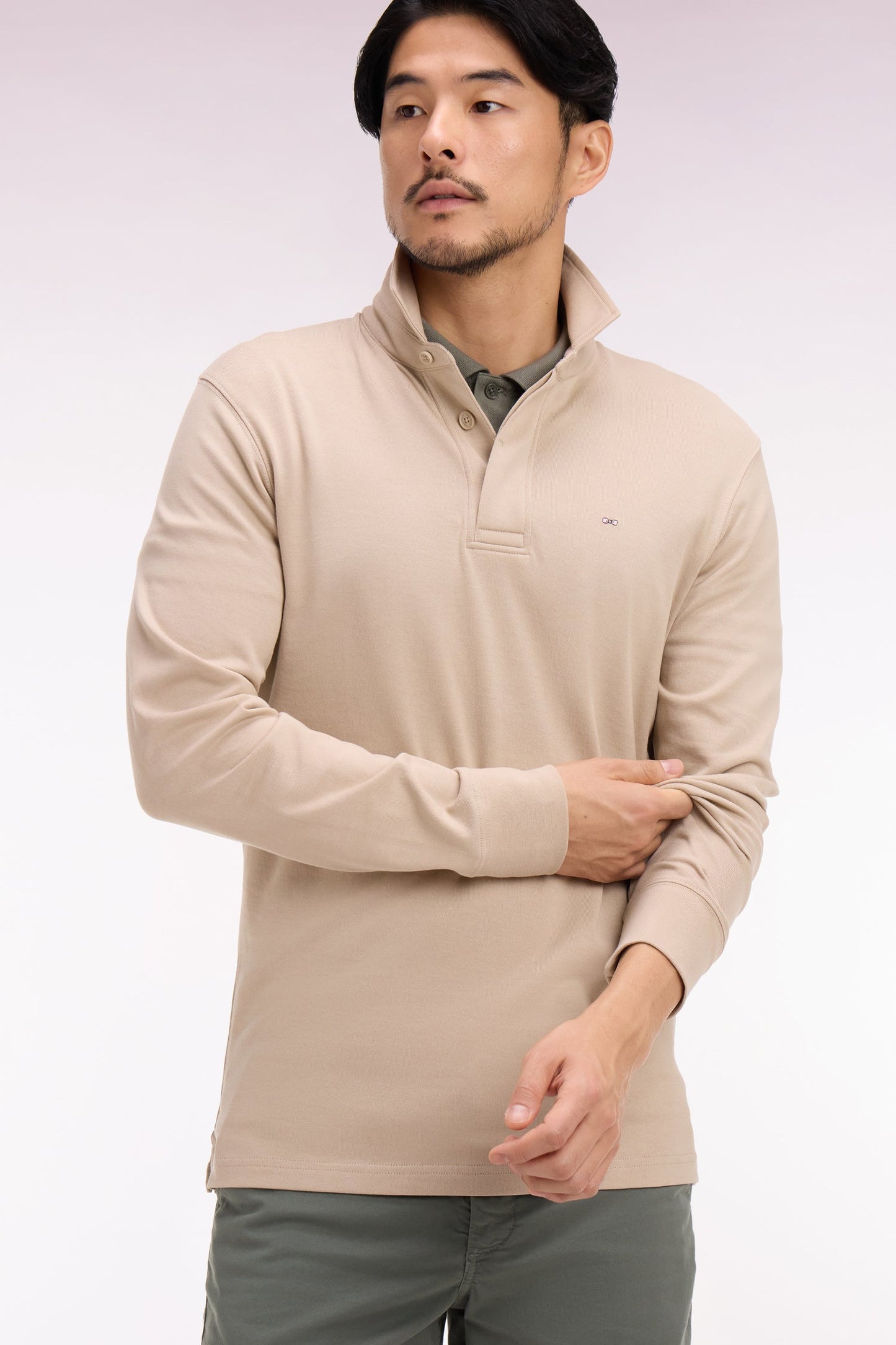 Maillot à manches longues en coton Pima beige