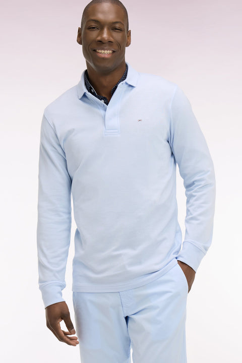 Maillot à manches longues en coton Pima bleu ciel - Image 1