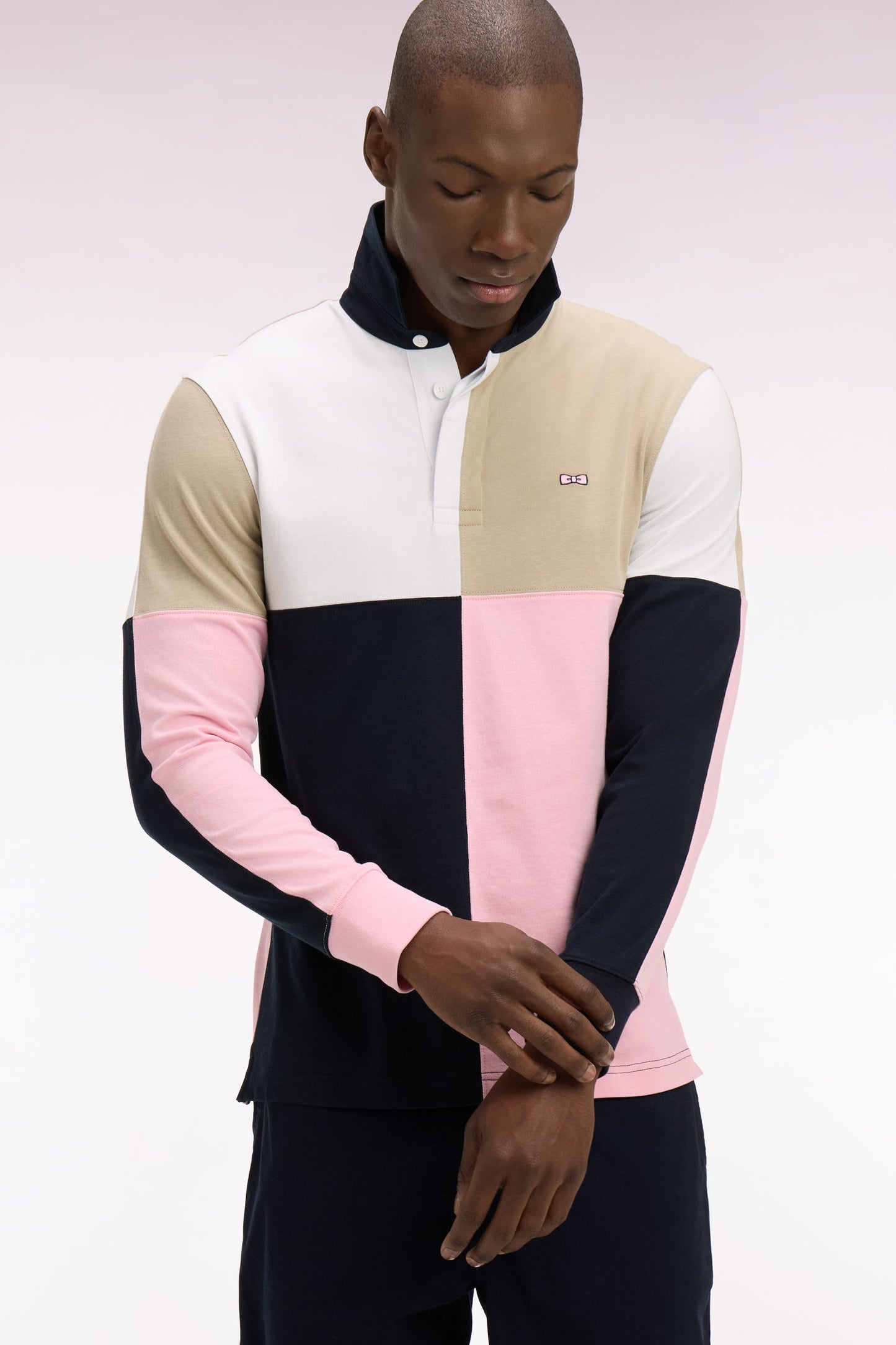 Maillot à manches longues en coton rose croisé
