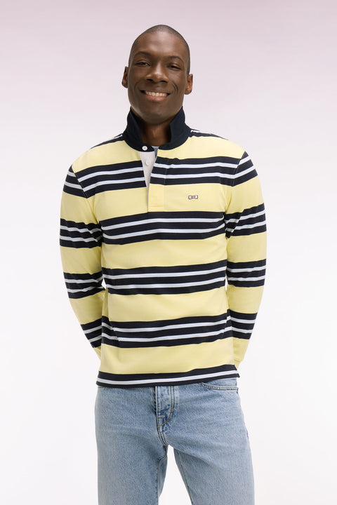 Maillot à manches longues en coton rayé jaune clair - Image 3