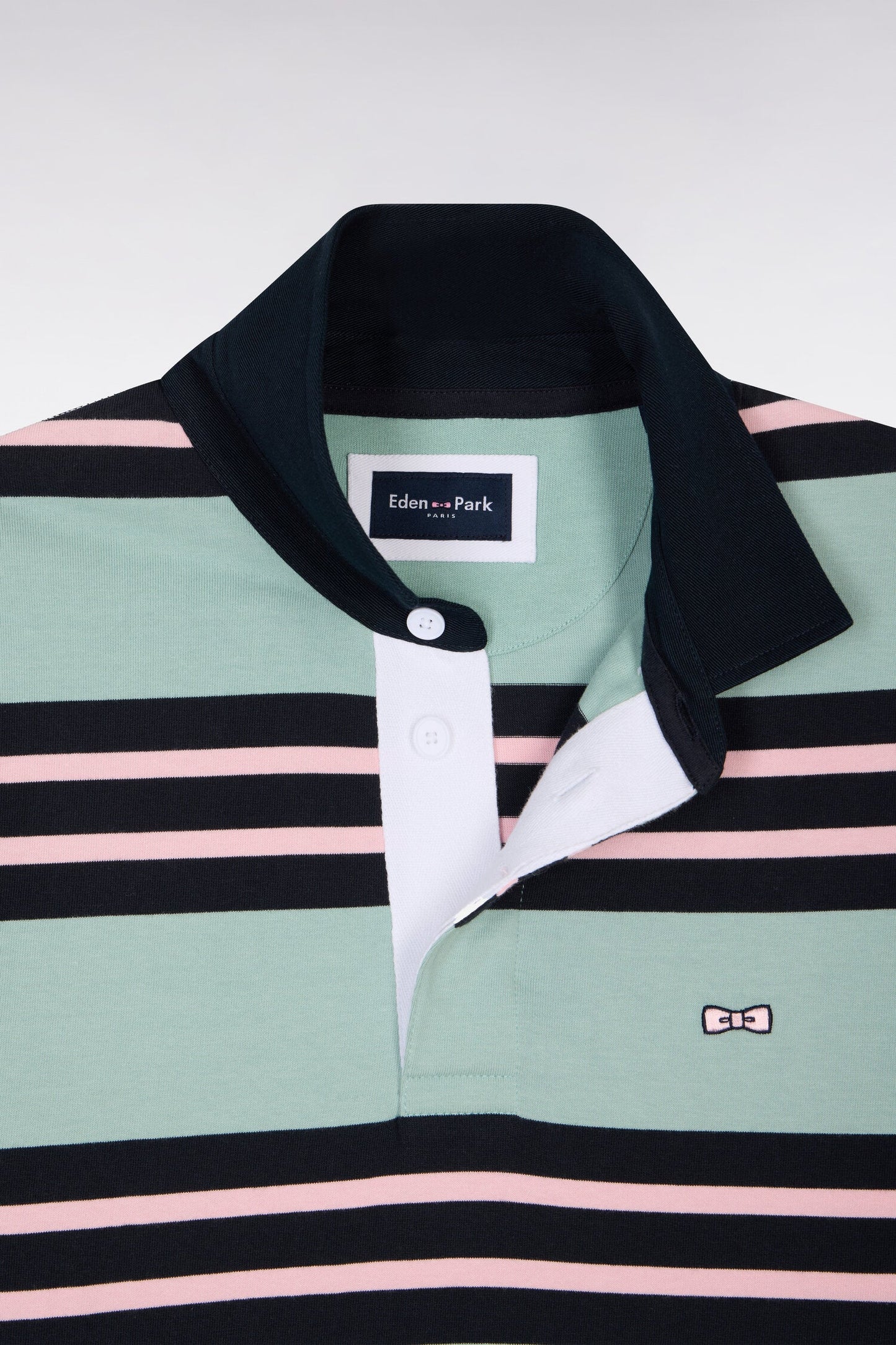 Maillot à manches longues en coton rayé vert d'eau