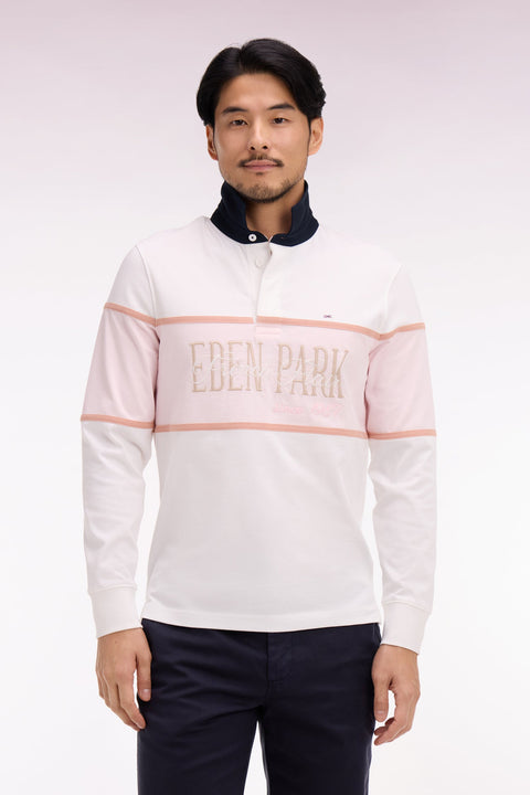 Maillot à manches longues écru et rose brodé - Image 3