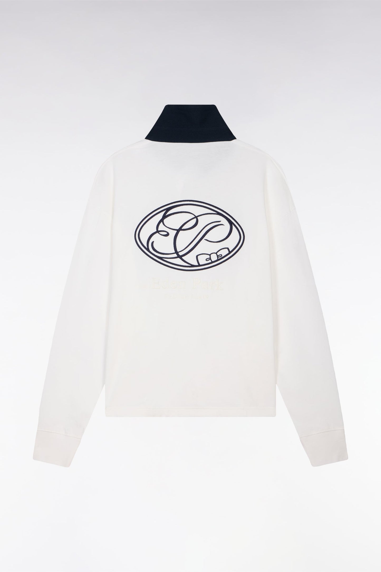 Maillot à manches longues en coton écru brodé coupe Oversized