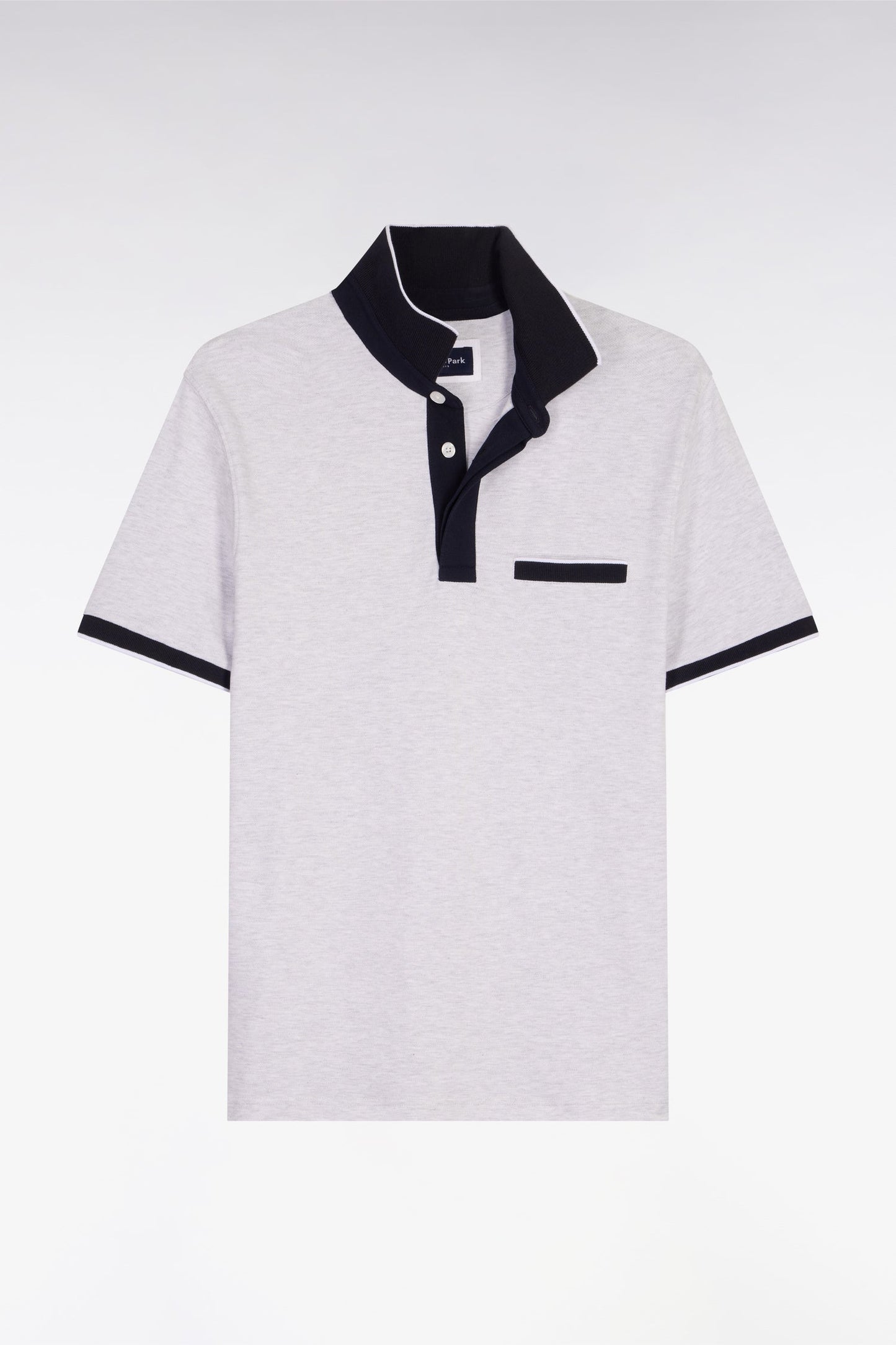 Polo manches courtes en piqué coton stretch gris clair coupe slim