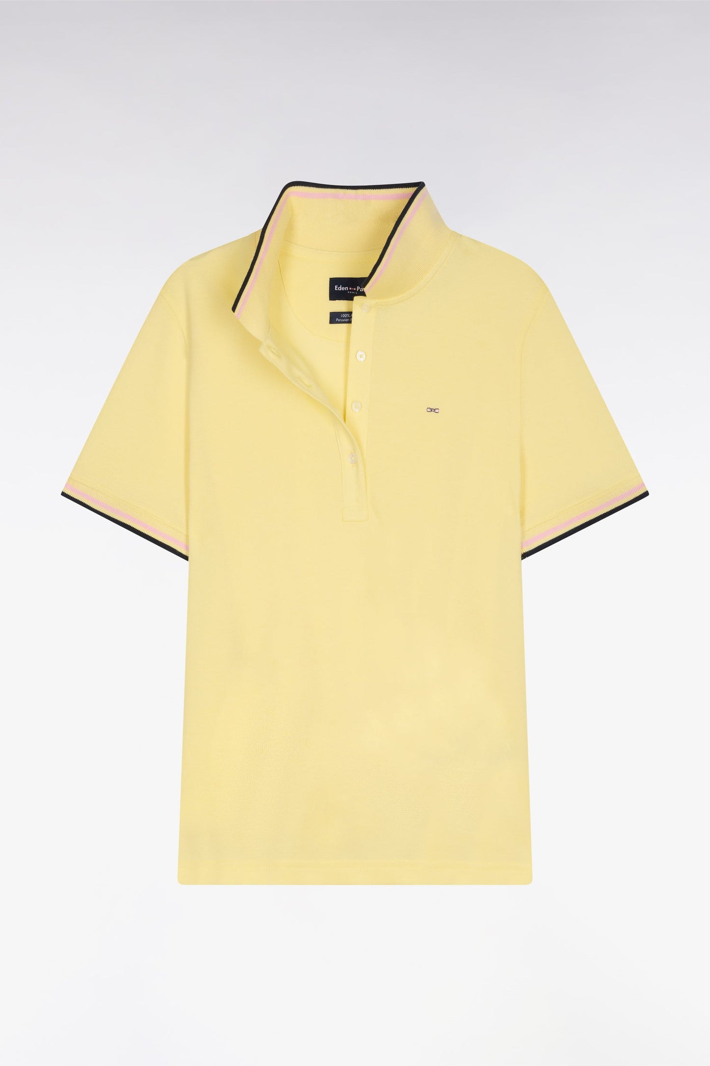 Polo à manches courtes en coton jaune clair coupe regular