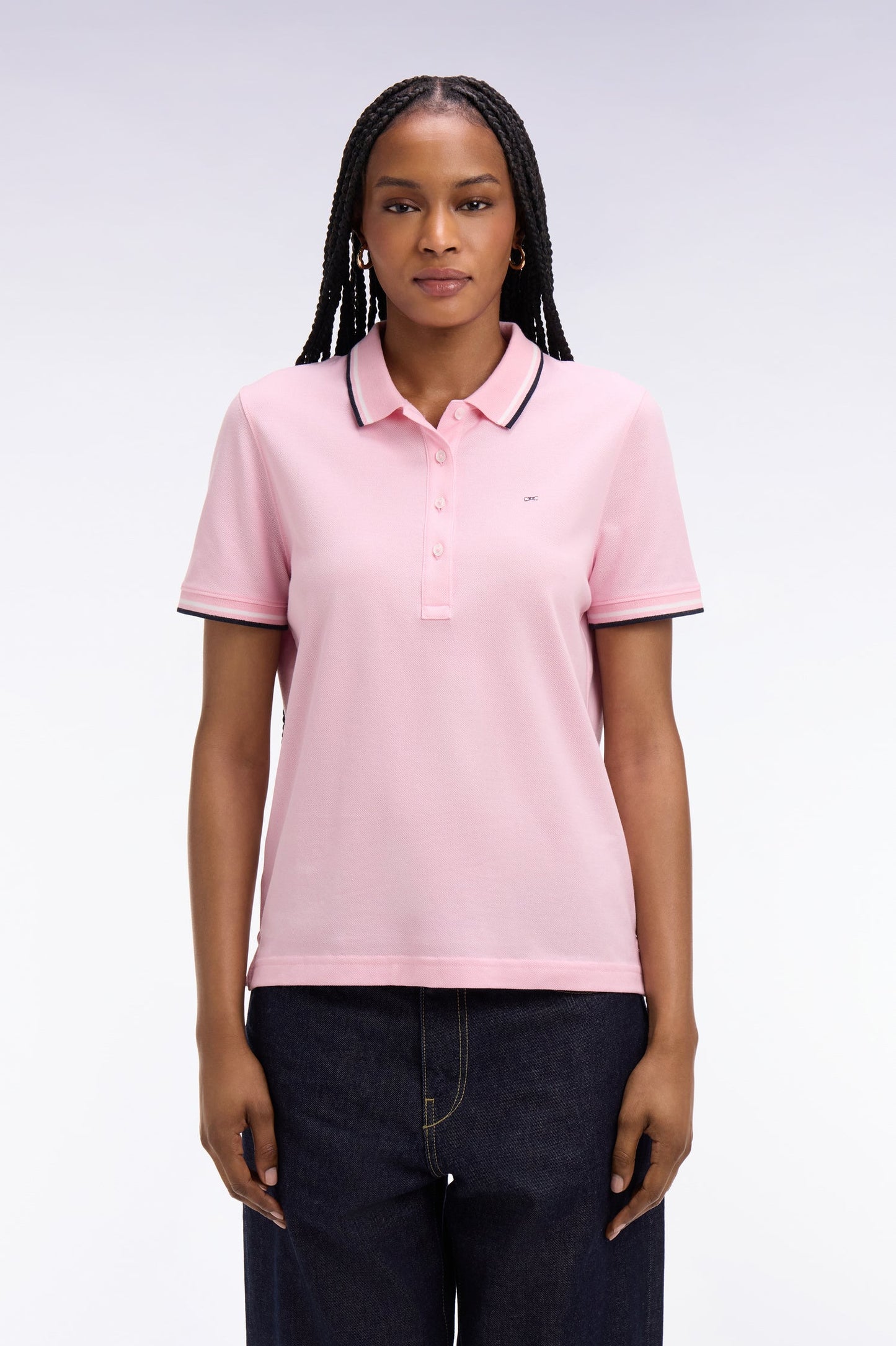 Polo à manches courtes en coton rose coupe regular
