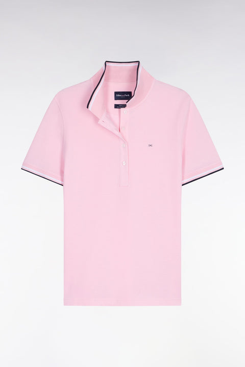 Polo à manches courtes en coton rose coupe regular - Image 2