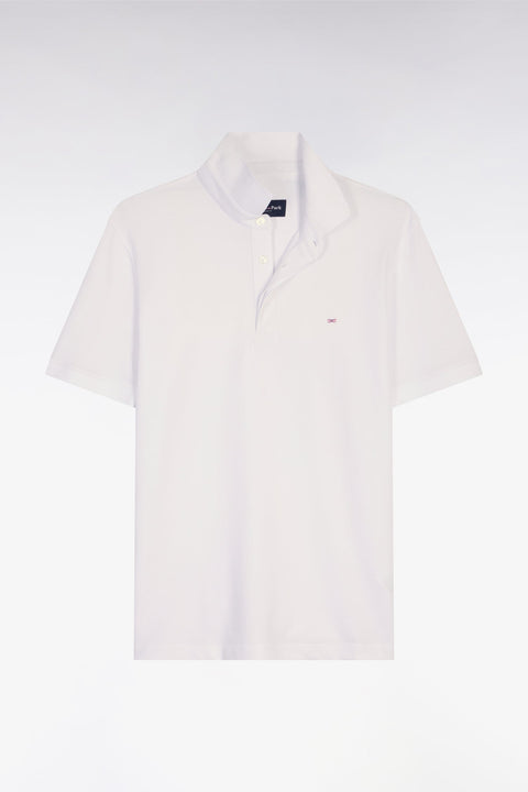 Polo à manches courtes en coton blanc coupe slim - Image 2