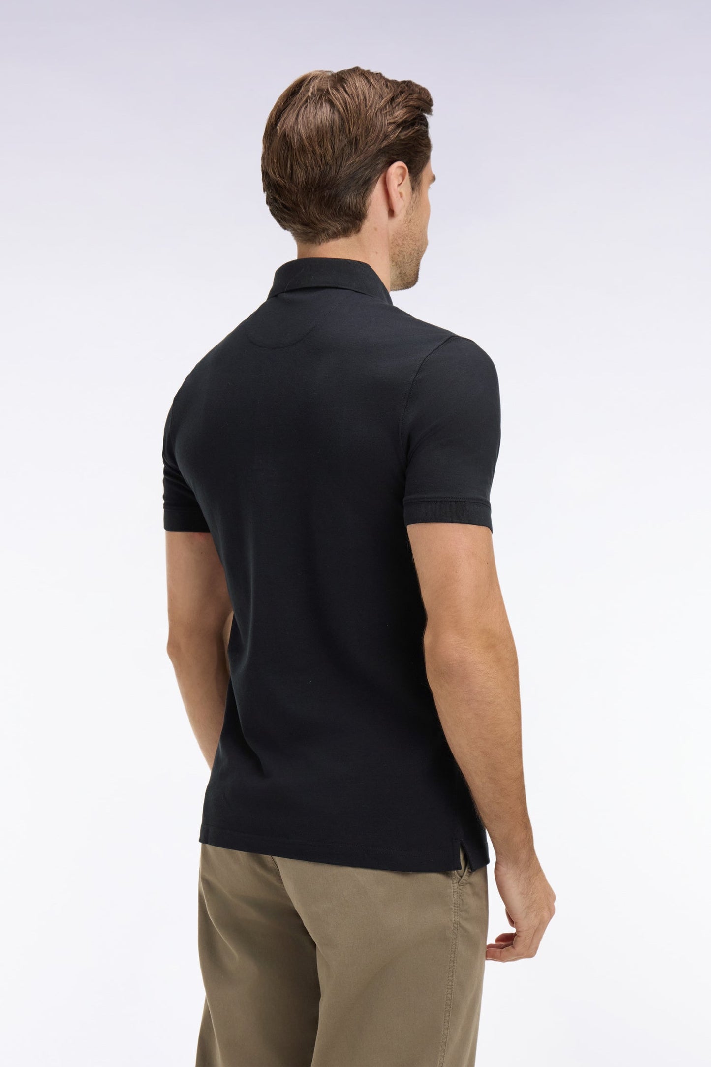 Polo à manches courtes en coton noir coupe slim