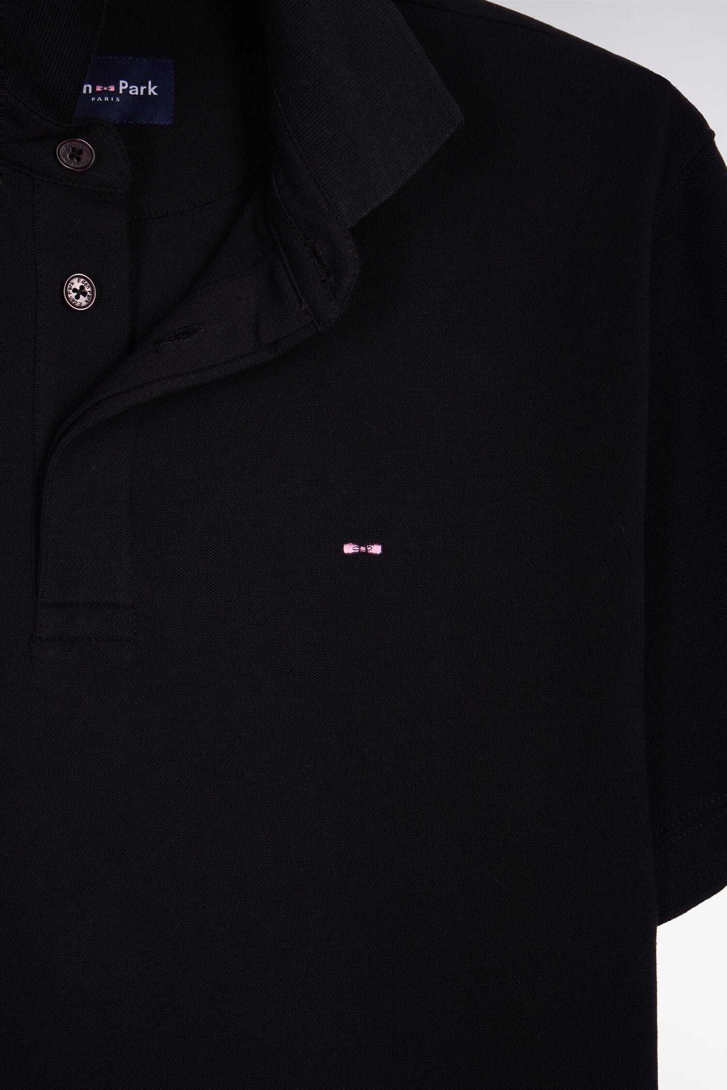 Polo à manches courtes en coton noir coupe slim