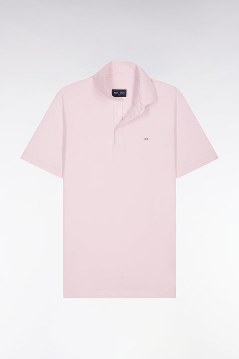 Polo à manches courtes en coton rose coupe slim - Image 2