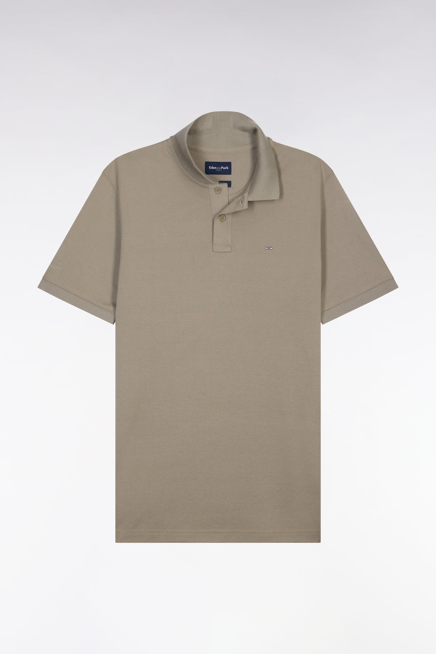 Polo à manches courtes en coton kaki coupe regular