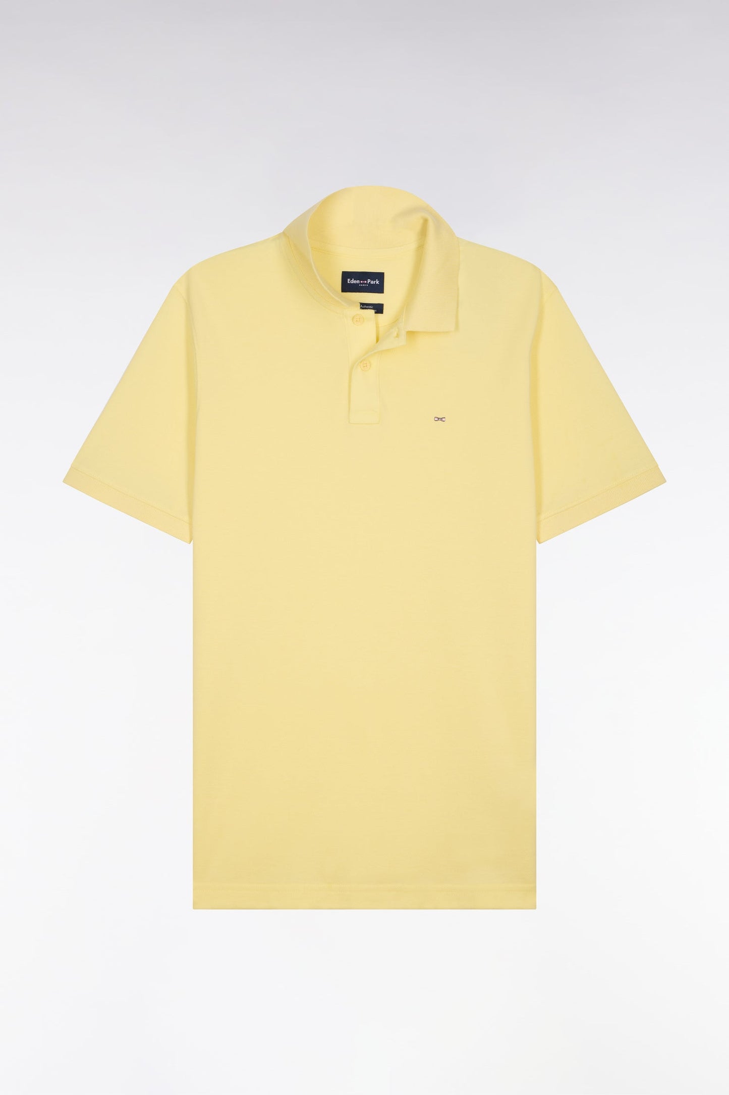 Polo à manches courtes en coton jaune clair coupe regular