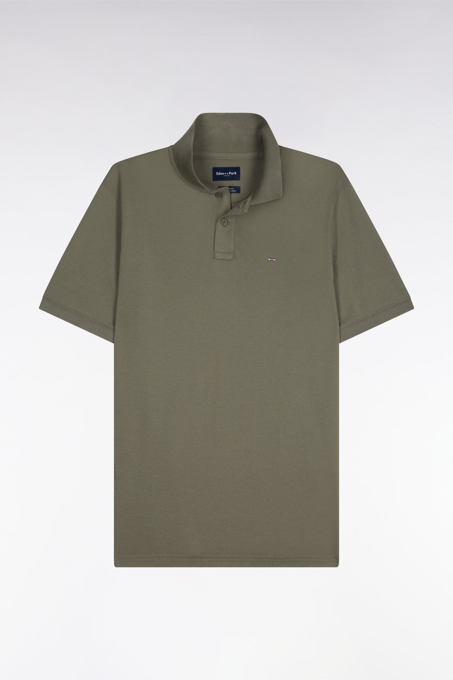 Polo à manches courtes en coton kaki moyen coupe regular