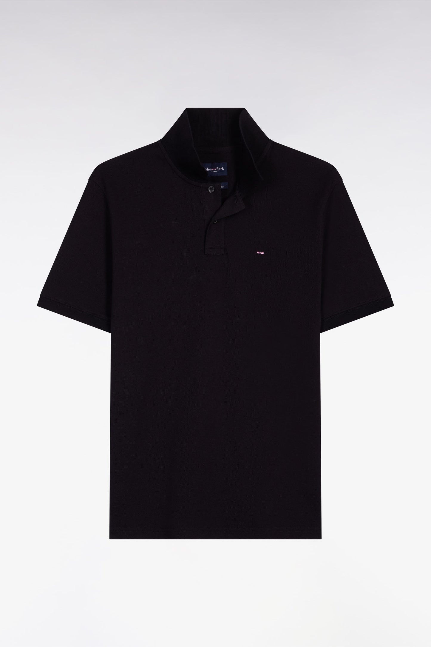 Polo à manches courtes en coton noir coupe regular