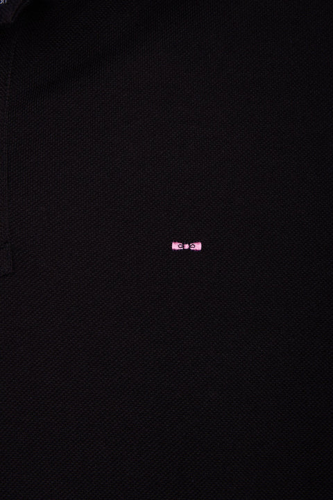 Polo à manches courtes en coton noir coupe regular - Image 2