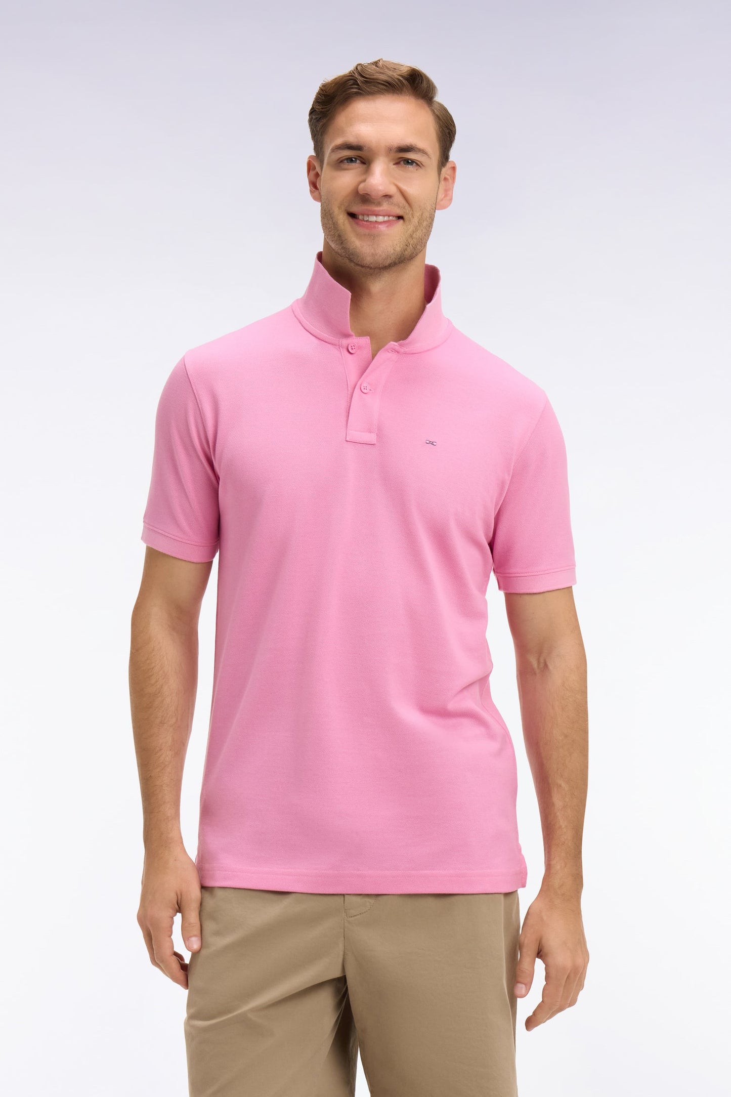 Polo à manches courtes en coton rose coupe regular
