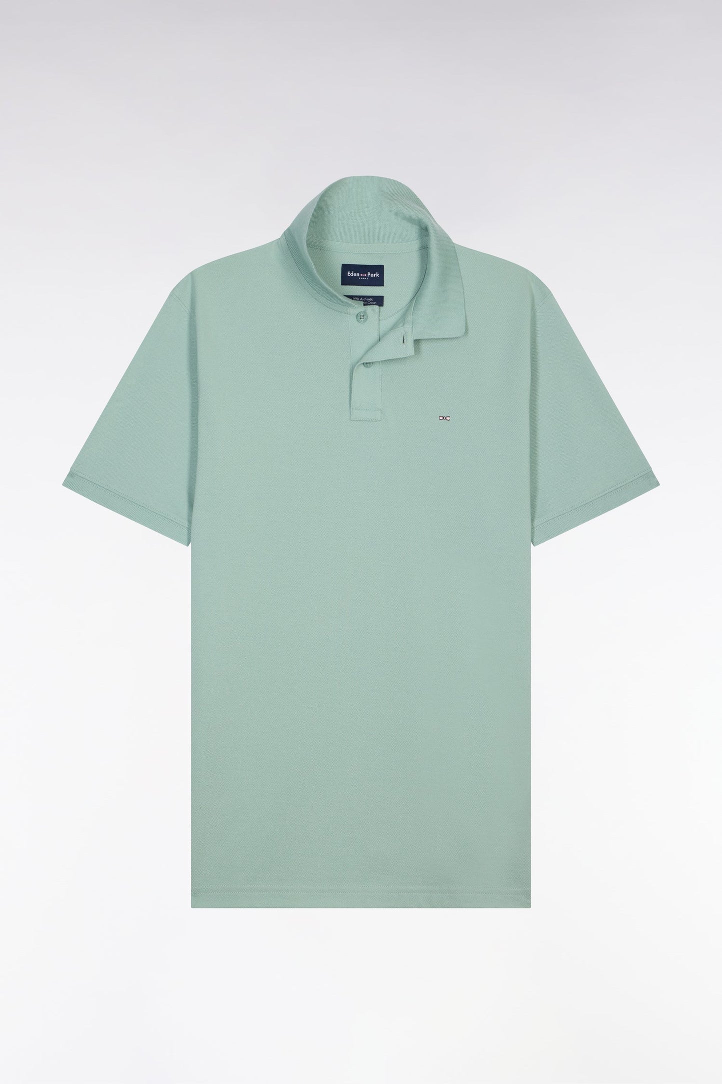 Polo à manches courtes en coton vert d'eau coupe regular