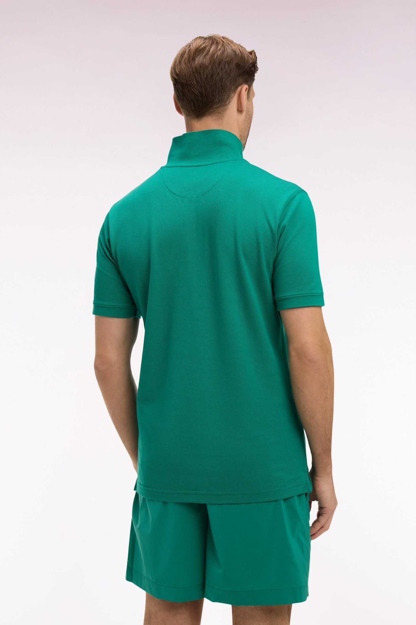 Polo à manches courtes en coton vert foncé coupe regular
