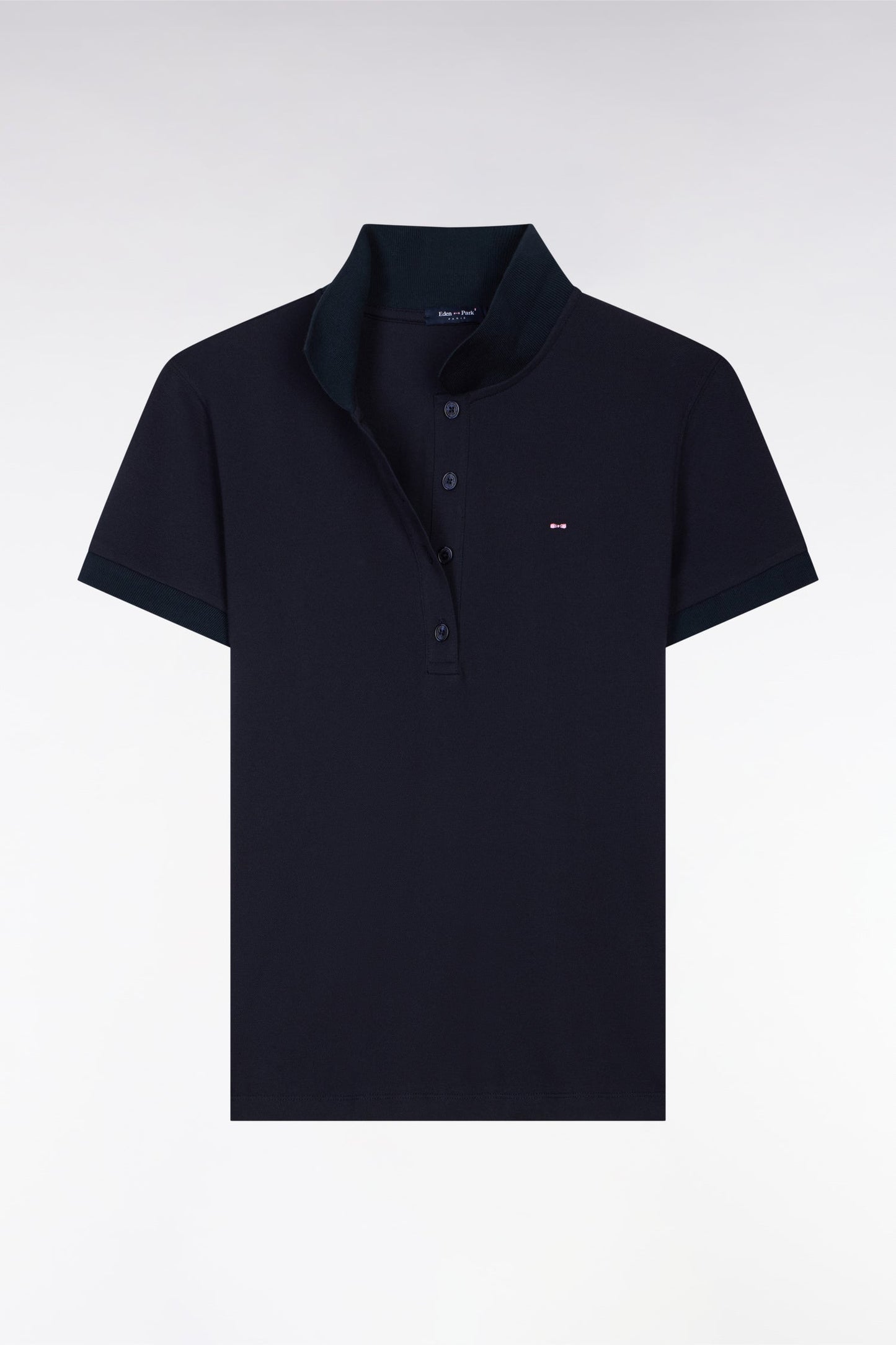 Polo à manches courtes en coton stretch marine