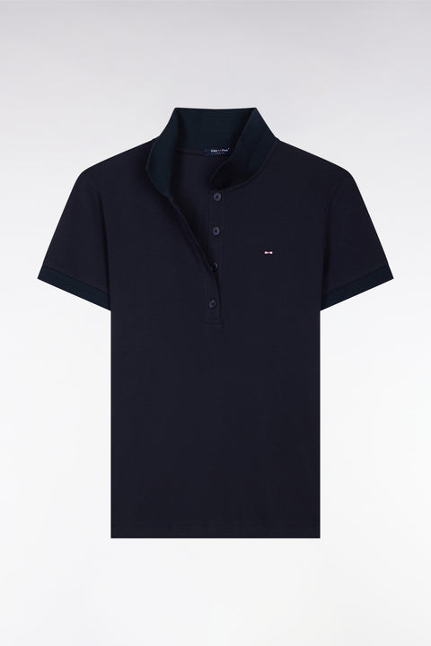 Polo à manches courtes en coton stretch marine - Image 2