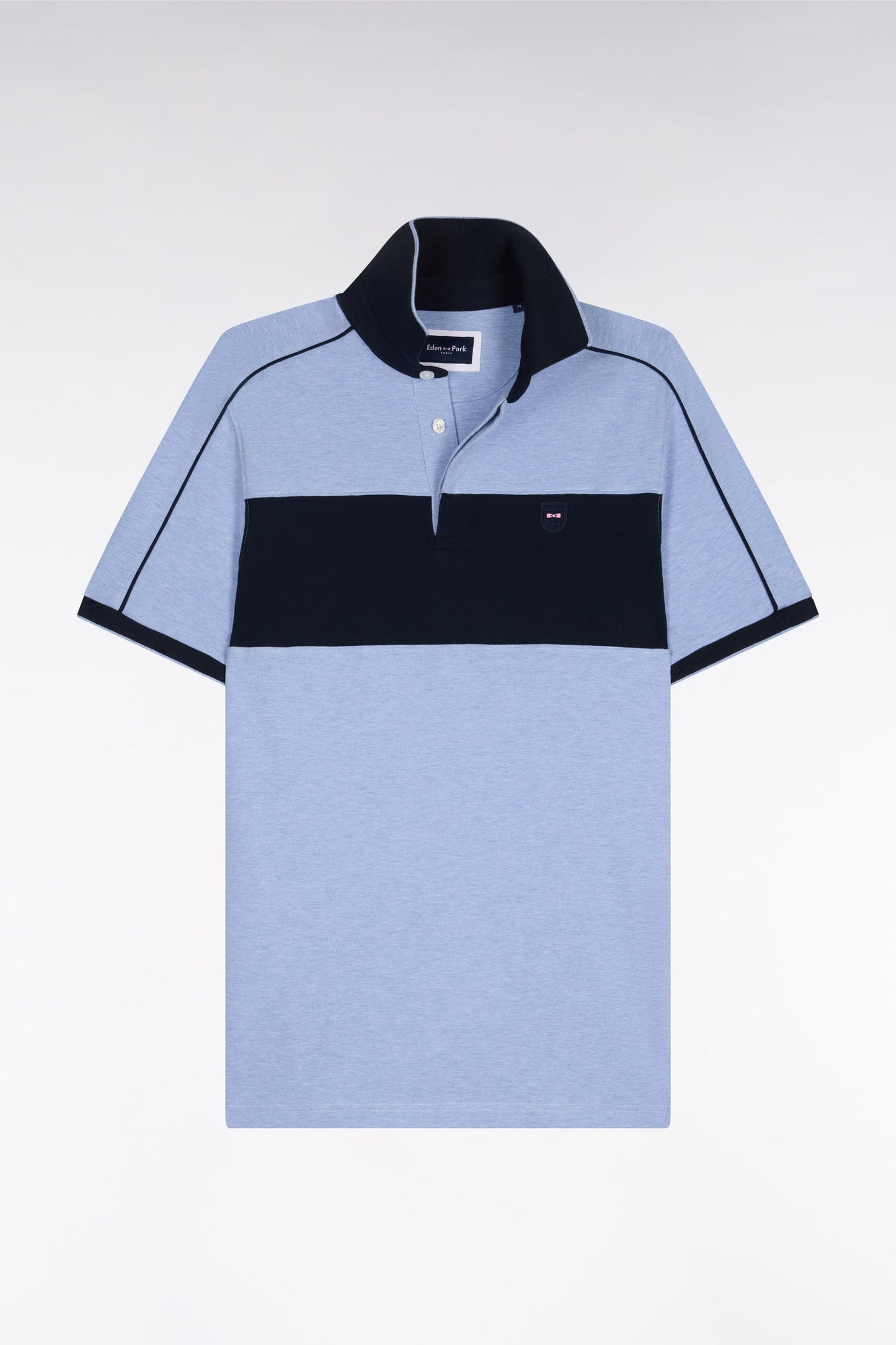 Polo à manches courtes en coton stretch ciel coupe slim