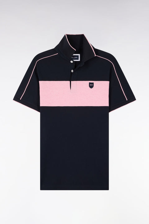 Polo à manches courtes en coton stretch rose coupe slim - Image 2