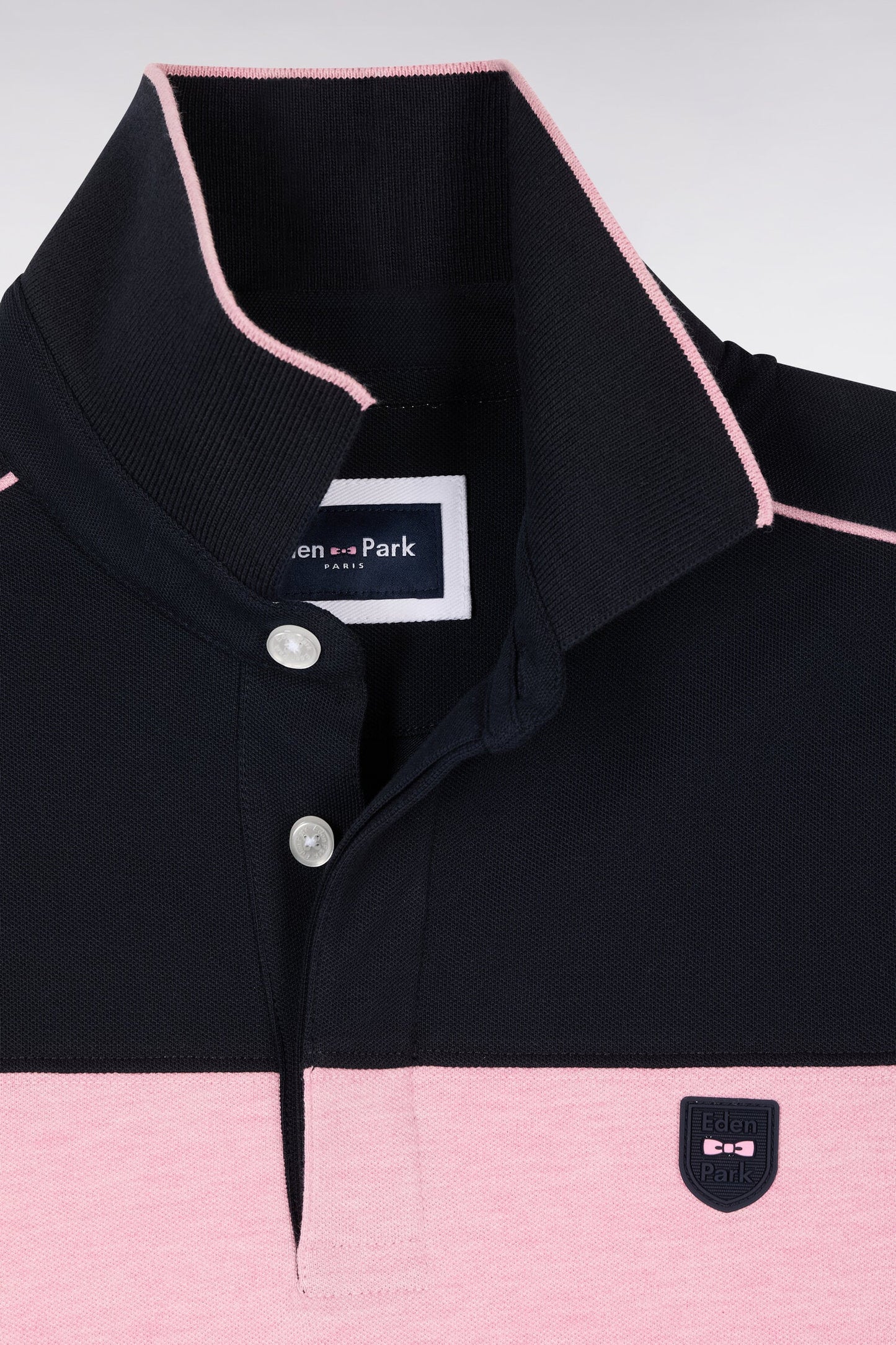 Polo à manches courtes en coton stretch rose coupe slim