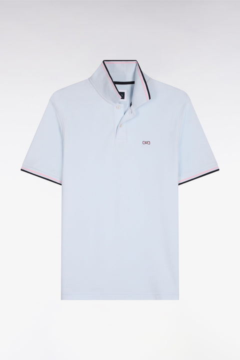 Polo manches courtes en coton ciel détails rayés coupe regular - Image 2