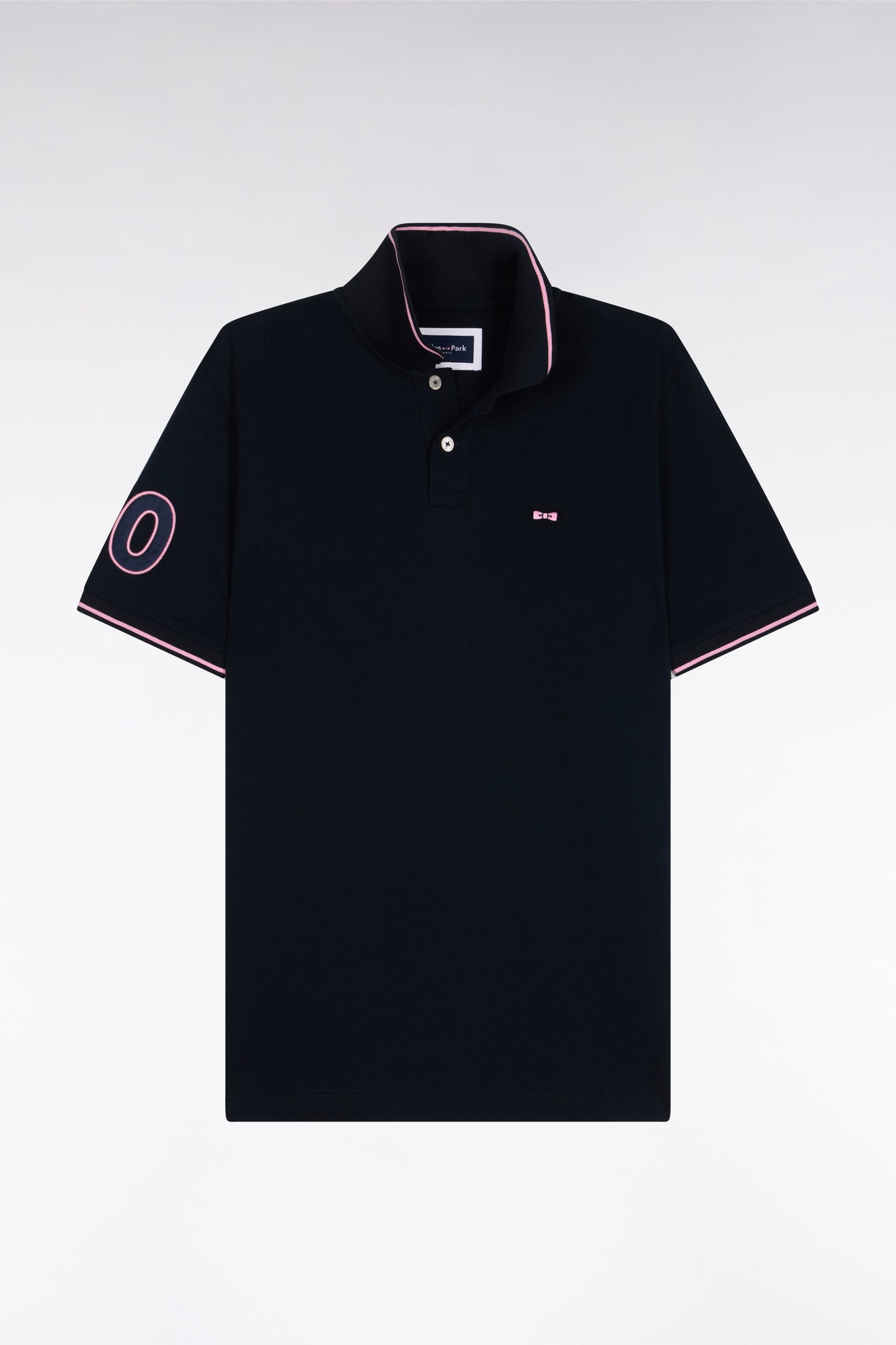 Polo à manches courtes en coton marine brodé coupe regular