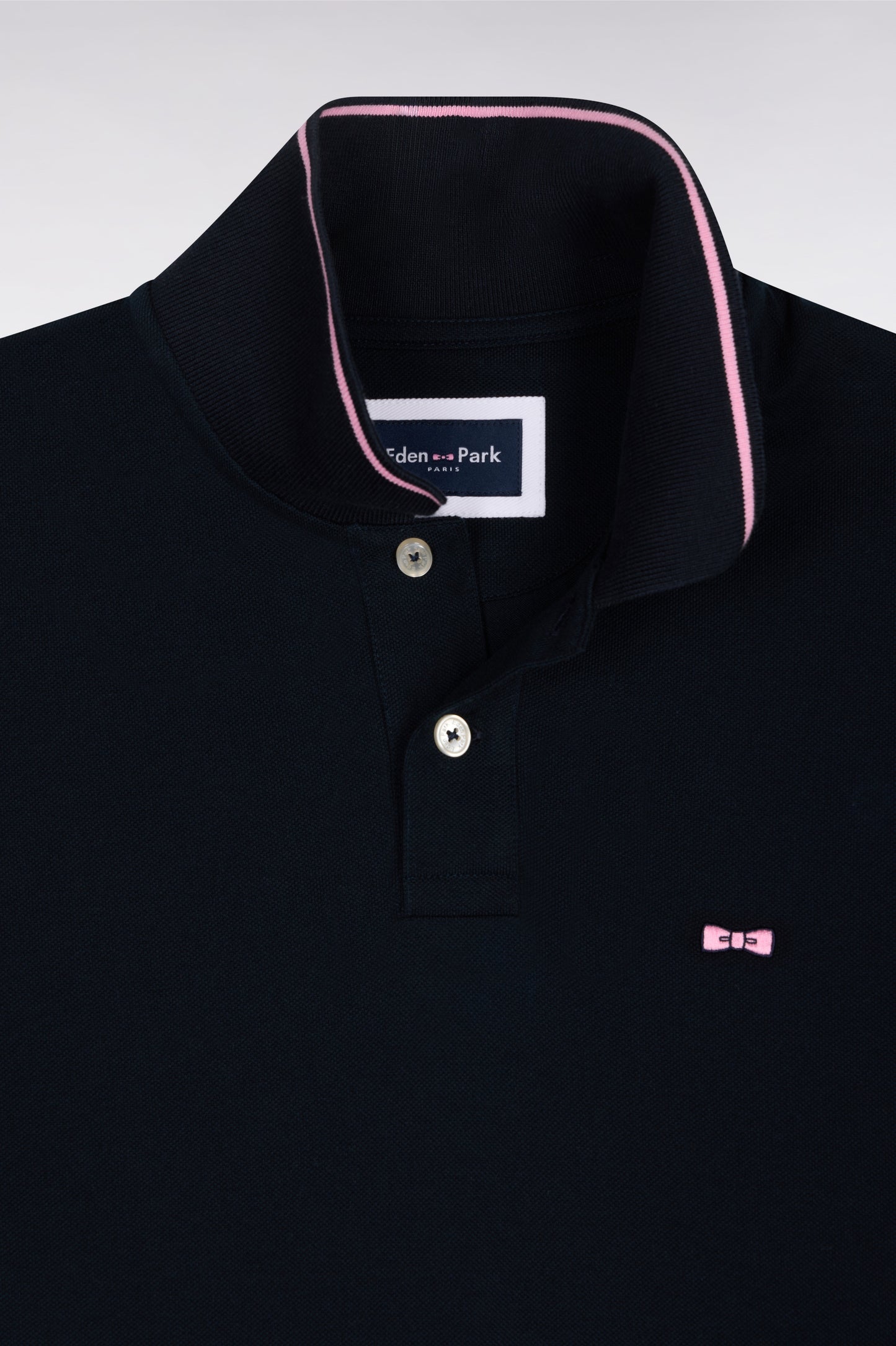 Polo à manches courtes en coton marine brodé coupe regular