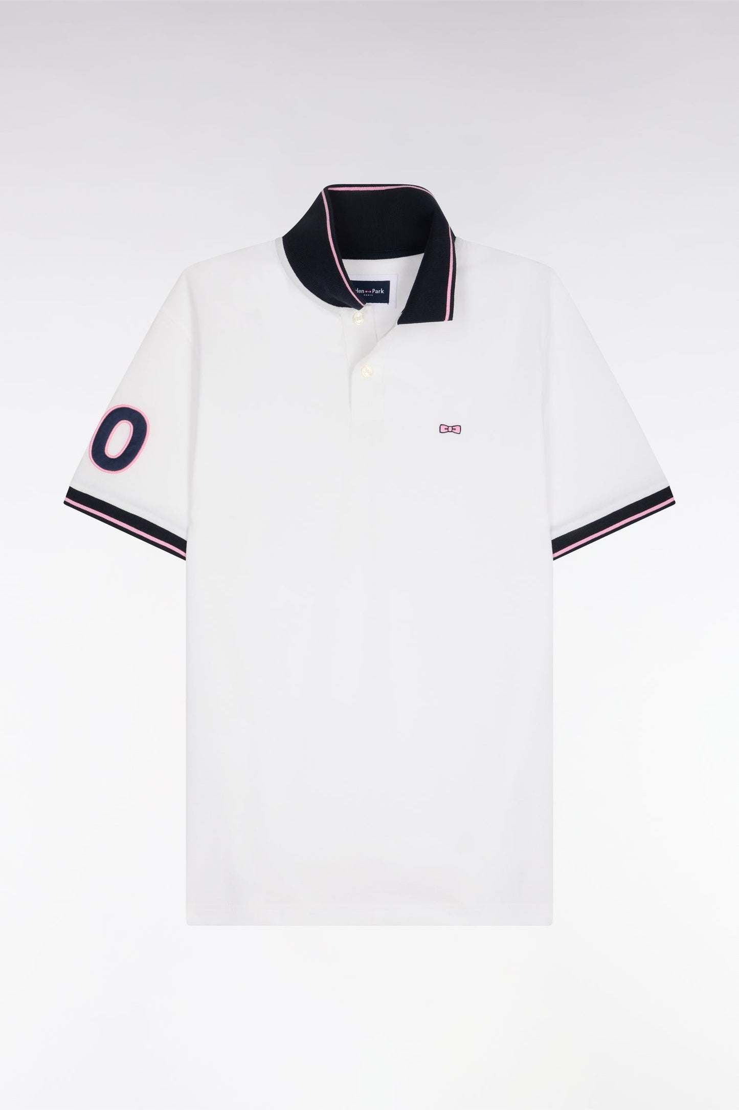 Polo à manches courtes en coton blanc brodé coupe regular