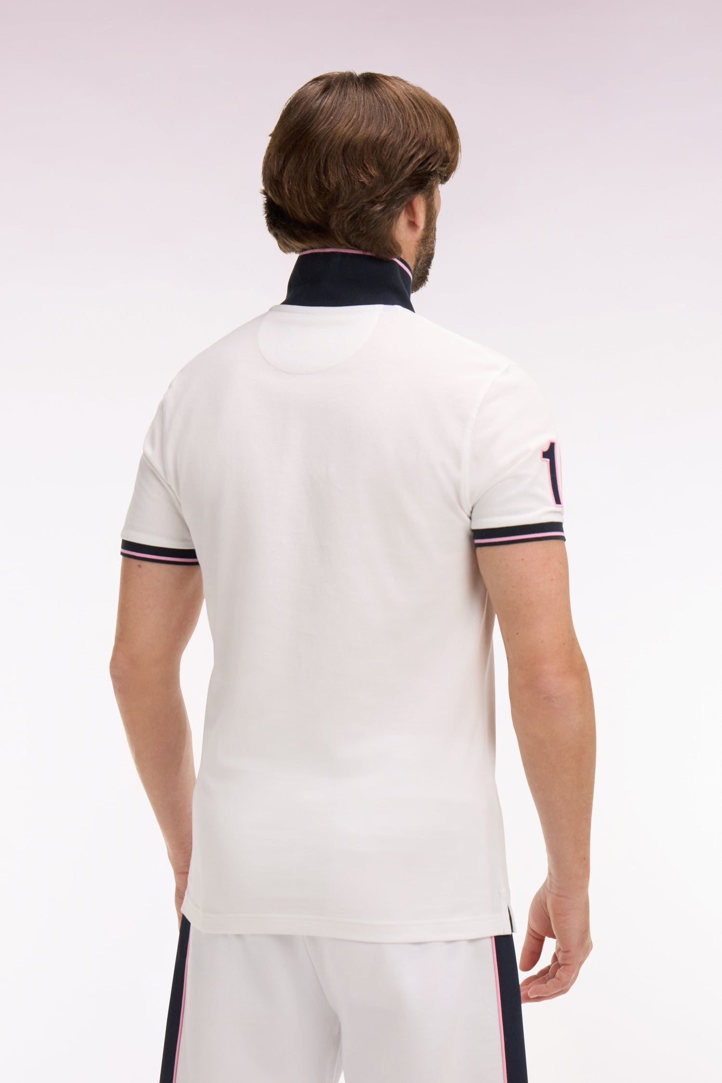 Polo à manches courtes en coton blanc brodé coupe regular