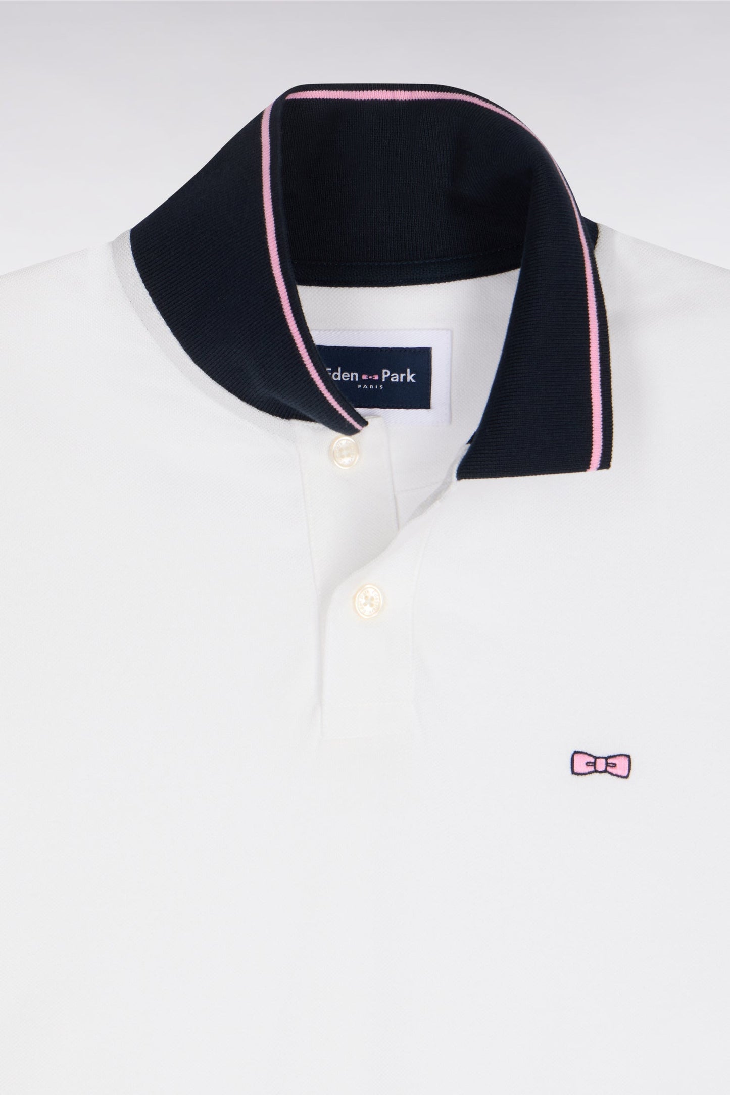 Polo à manches courtes en coton blanc brodé coupe regular