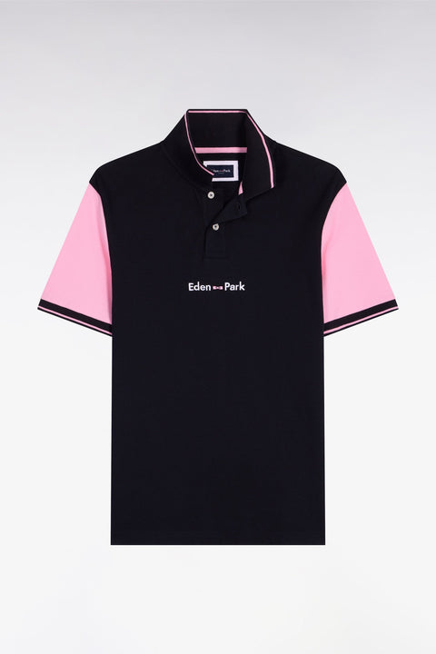 Polo à manches courtes en coton marine broderie Eden Park coupe regular - Image 2