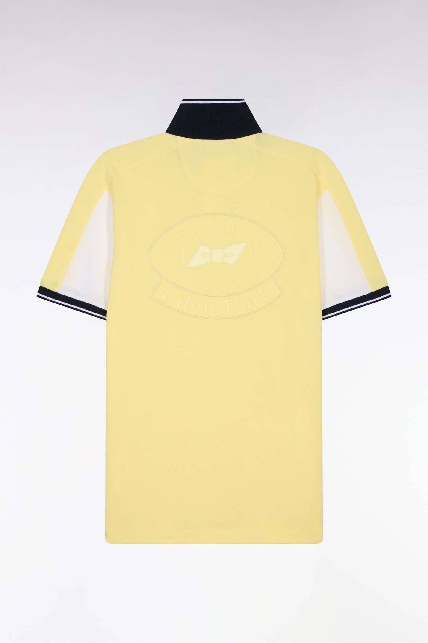 Polo à manches courtes en coton jaune clair brodé coupe regular