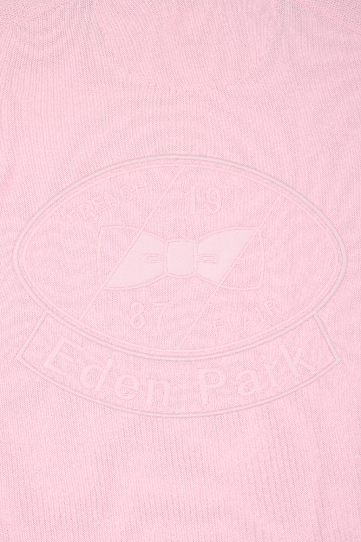 Polo à manches courtes en coton rose brodé coupe regular