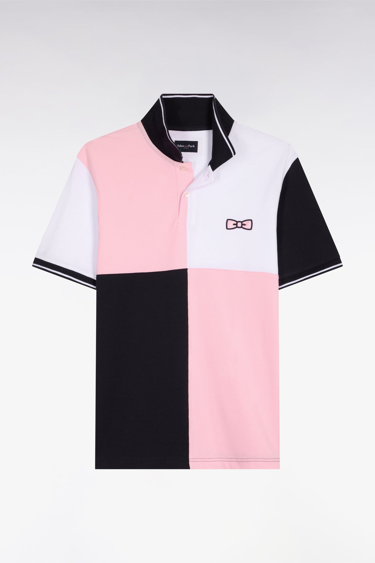 Polo à manches courtes en coton rose à cadrans coupe regular