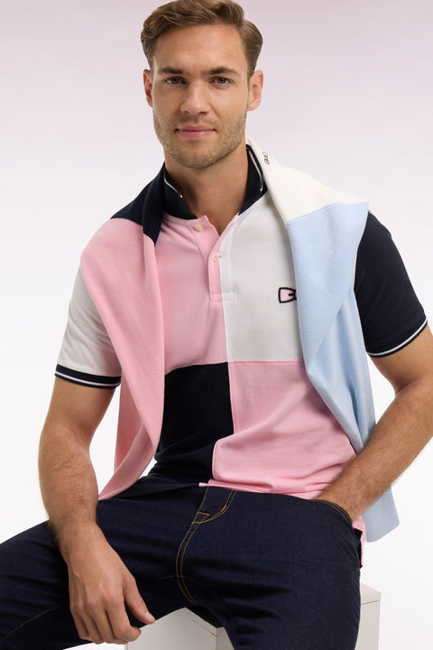 Polo à manches courtes en coton rose à cadrans coupe regular - Image 1