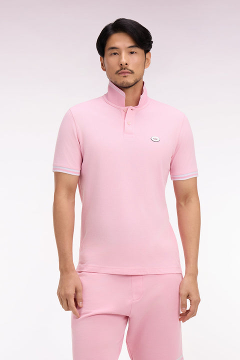 Polo à manches courtes en coton rose - Image 3