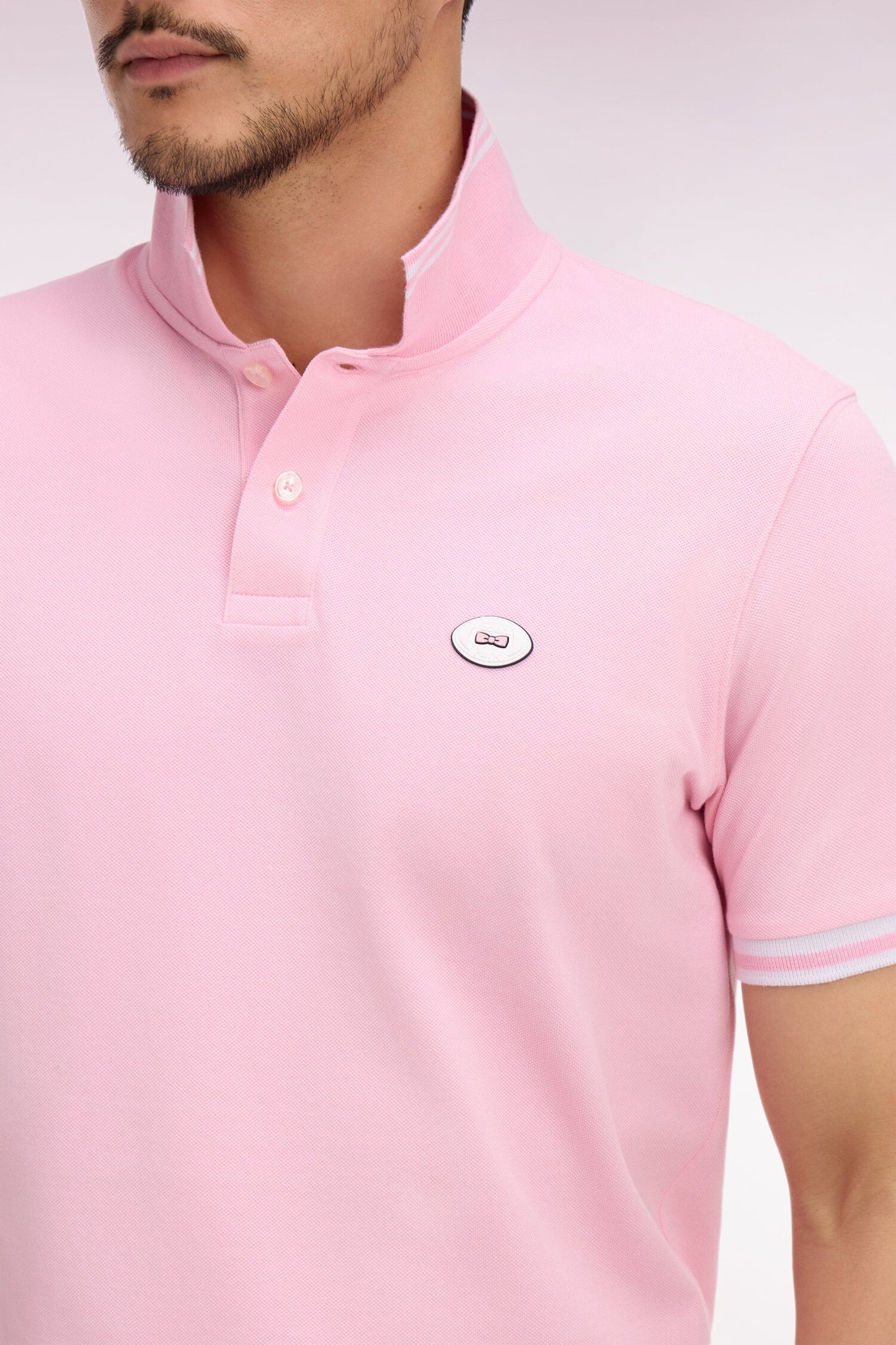 Polo à manches courtes en coton rose