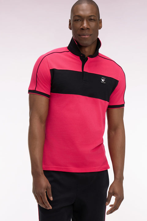 Polo à manches courtes en coton fuchsia et noir New Zealand coupe regular - Image 1