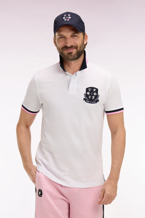 Polo à manches courtes 6 Nations en piqué coton blanc - Image 3