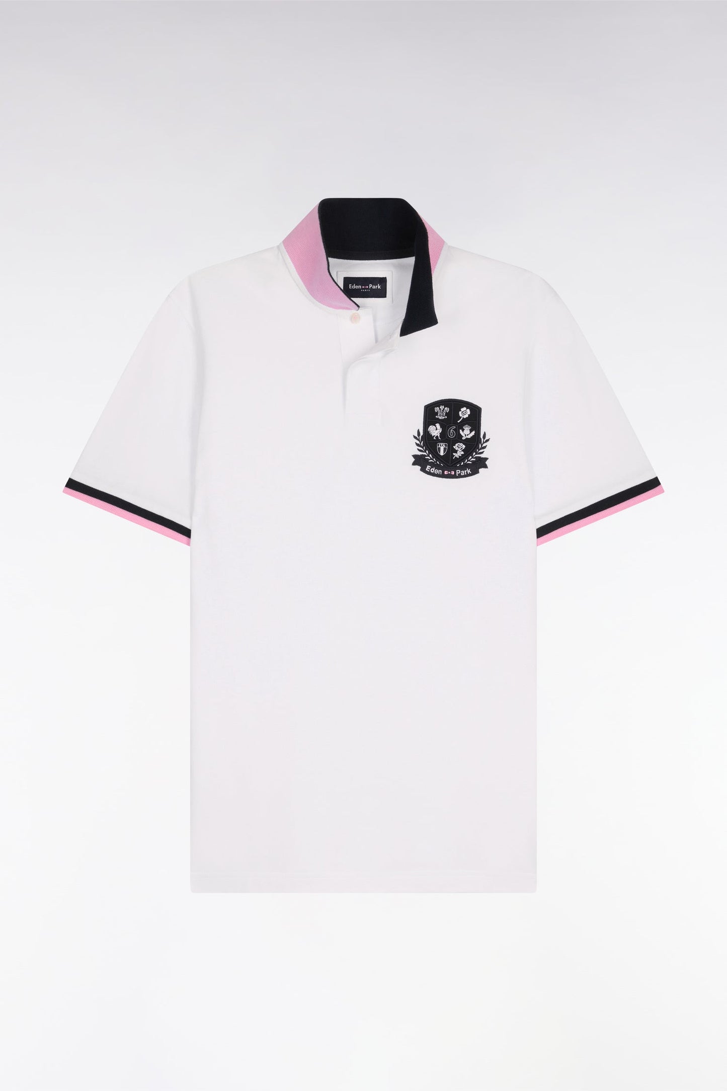 Polo à manches courtes 6 Nations en piqué coton blanc