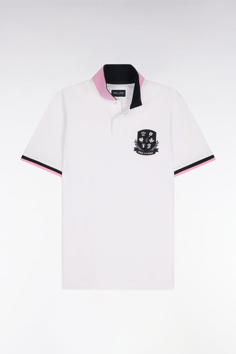 Polo à manches courtes 6 Nations en piqué coton blanc - Image 2